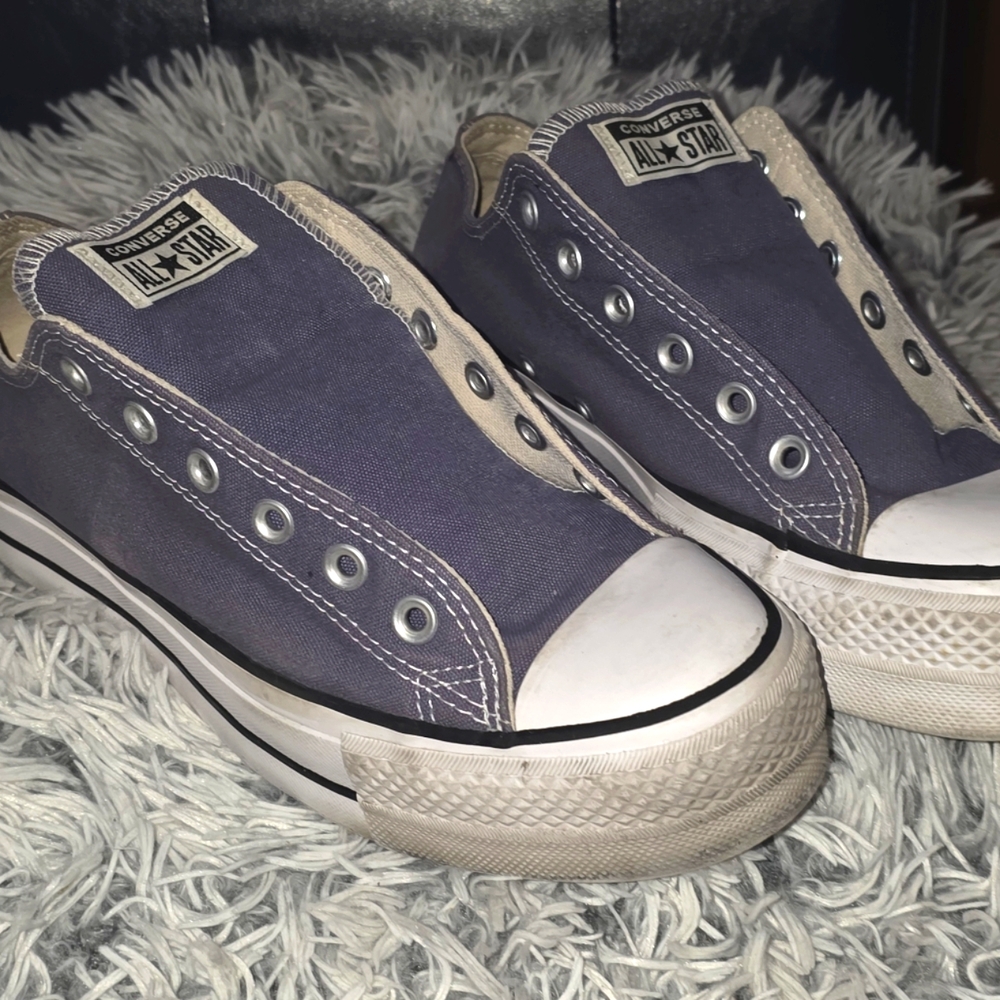 Converse All Star Slip-On Canvas Sneakers in Navy and White